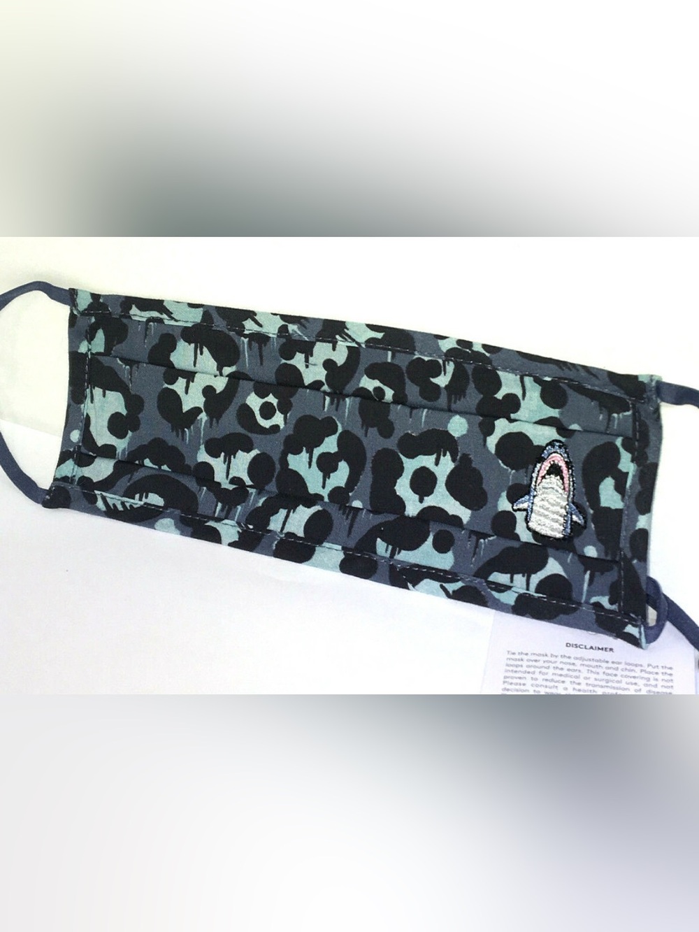 Coach Keith Haring Black and Sage Green Camo Face Mask with Shark Patch